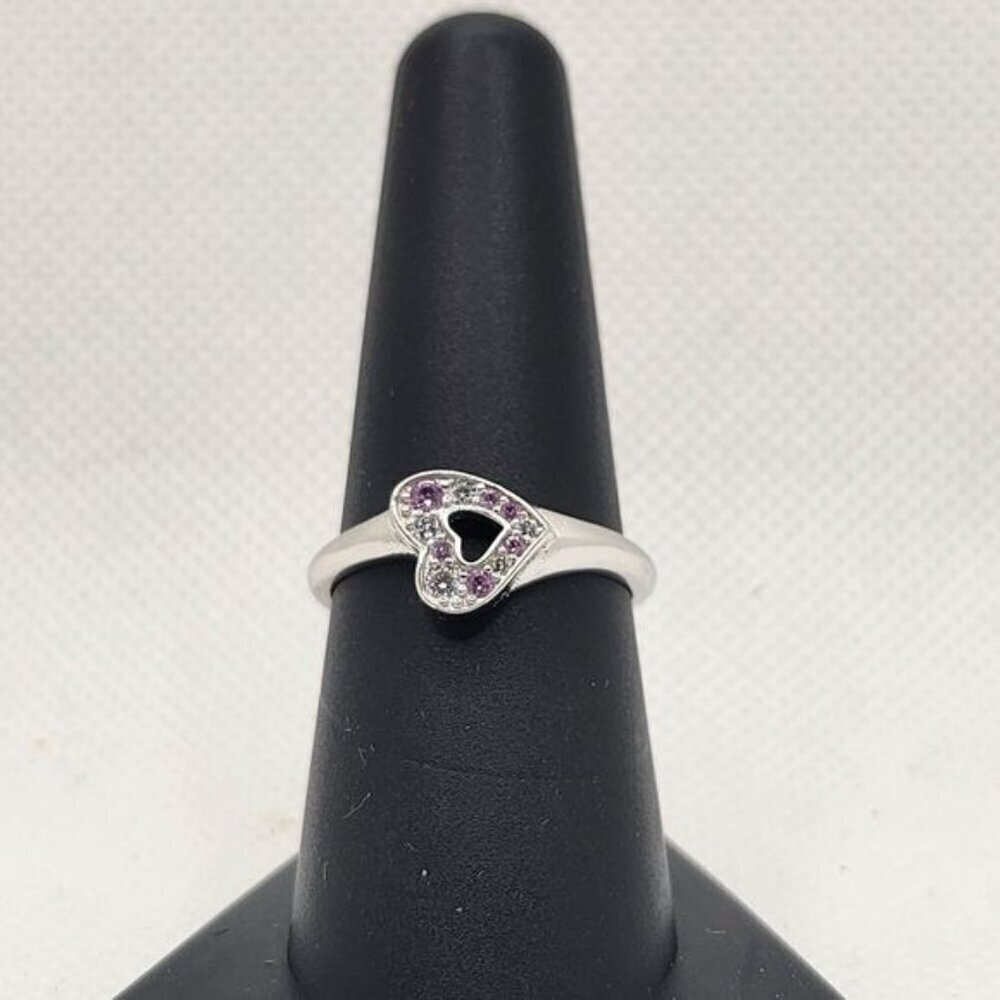 Sterling Silver Heart‎ Ring With Pink Stones (NWOT)